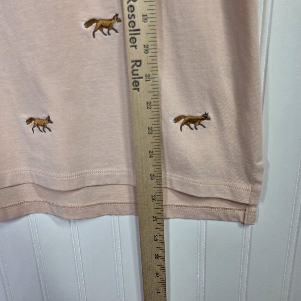 Talbots Shirt Womens Medium Pink Fox Embroidered Graphic Cotton Top Fox Hunt - Picture 10 of 12